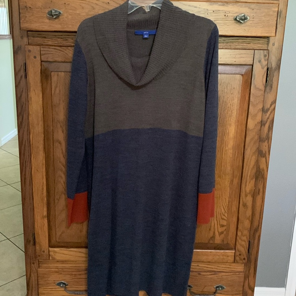 Cowl neck sweater dress
